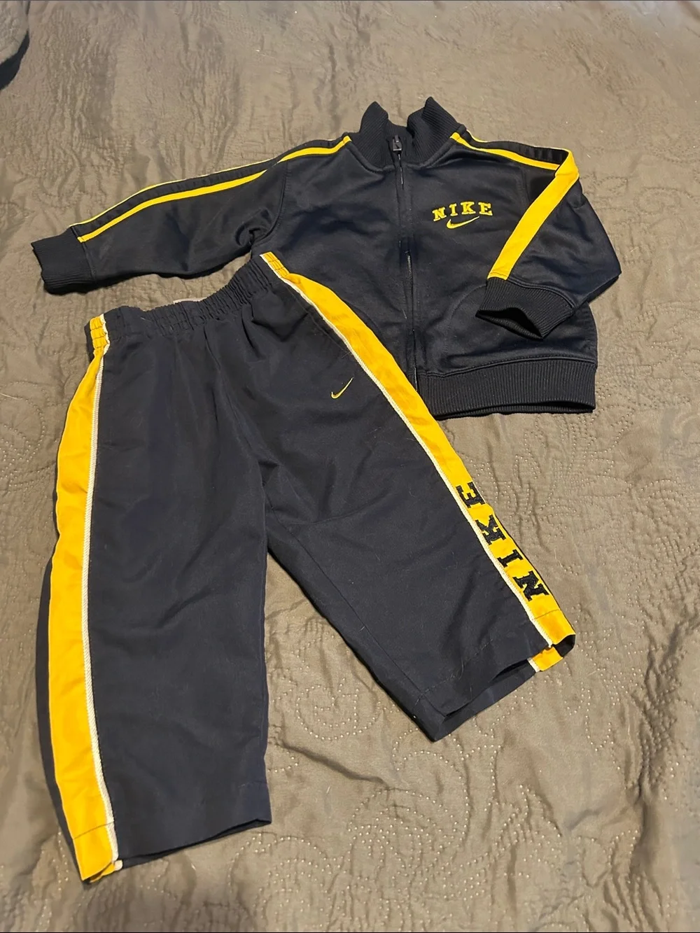 Nike Kids Black and Yellow Track Jacket and Joggers Set